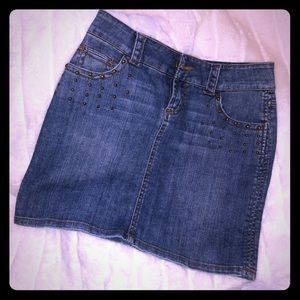 Cache studded denim mini skirt